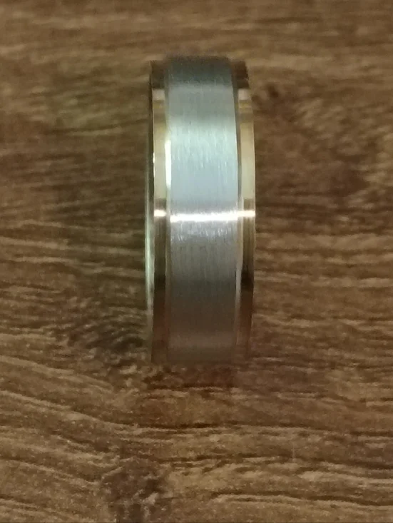 Two Tone Silver Gold Band Ring Size 11.75 Brushed Wedding Band Minimalist - Picture 3 of 6